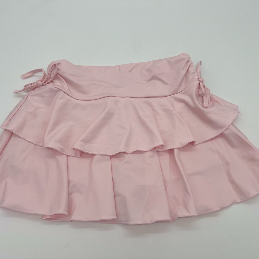 Girls Pink Ruffle Skirt With Side Bows 11 Years Old